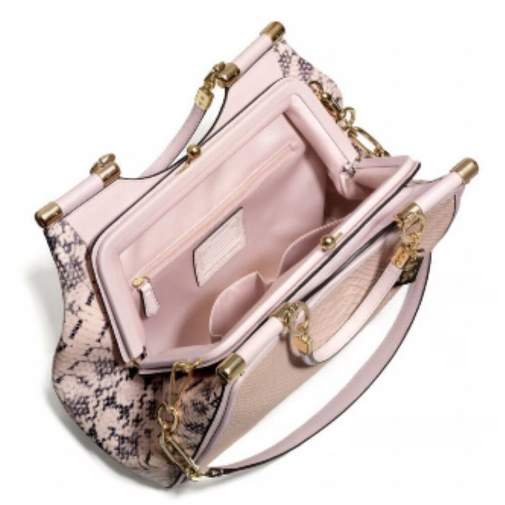 Coach Coach Blush Pink Python Embossed Leather Madison Pinnacle Carrie Tote - Picture 4 of 13